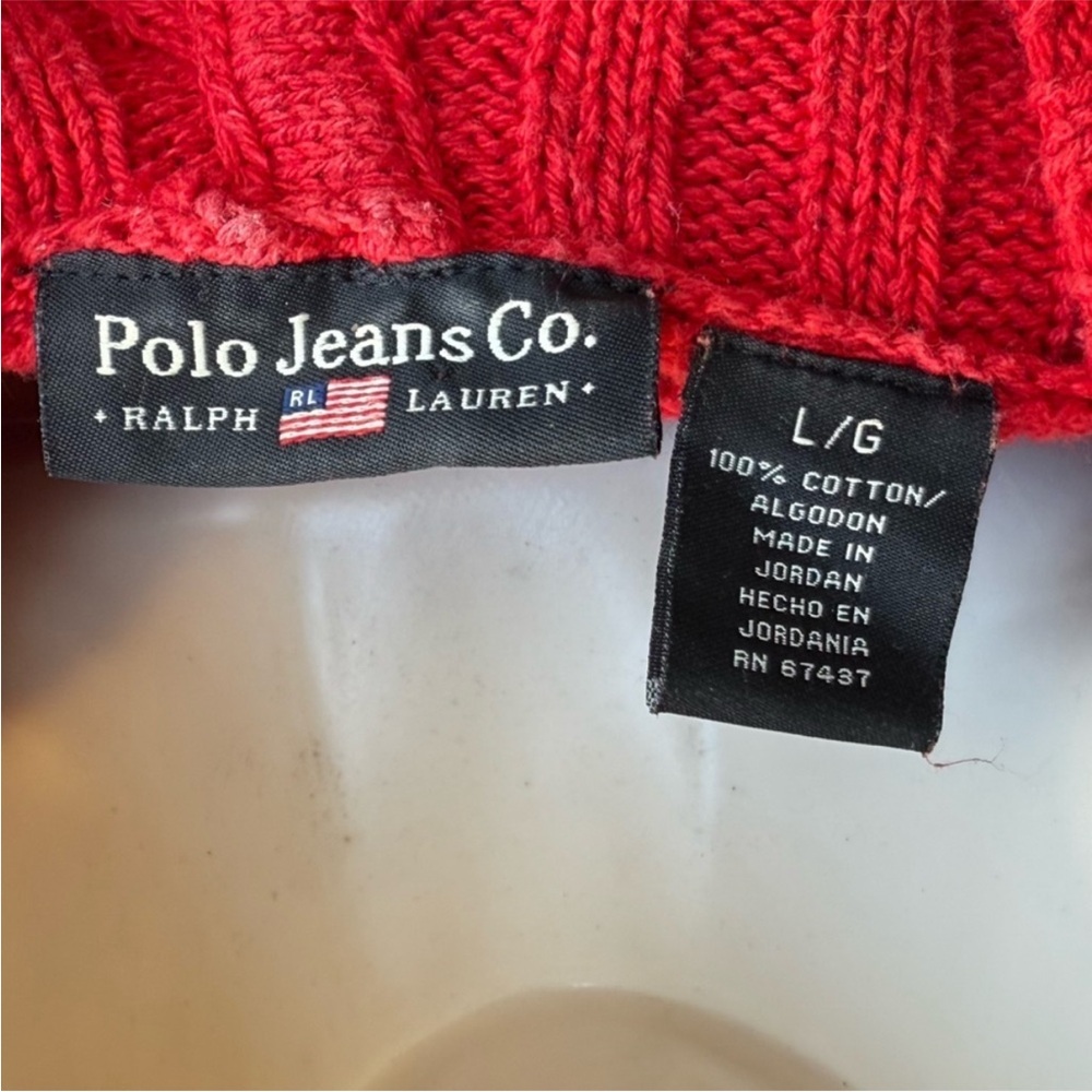 Vintage Ralph Lauren American Flag Sweater Hoodie Large USA - Picture 8 of 10
